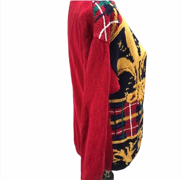 Chaus Coat of Arms Cardigan Sweater, Red, Small - Picture 2 of 8